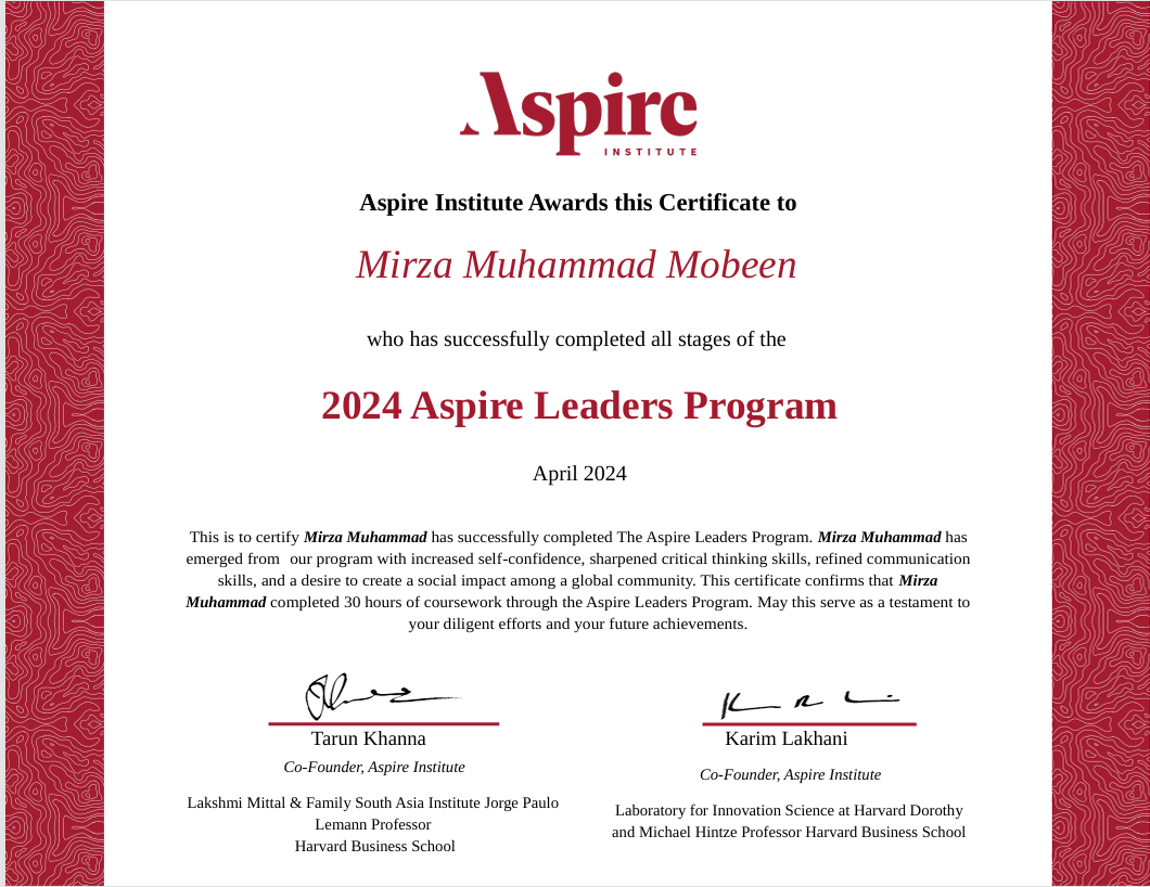 Aspire Leaders Program certification