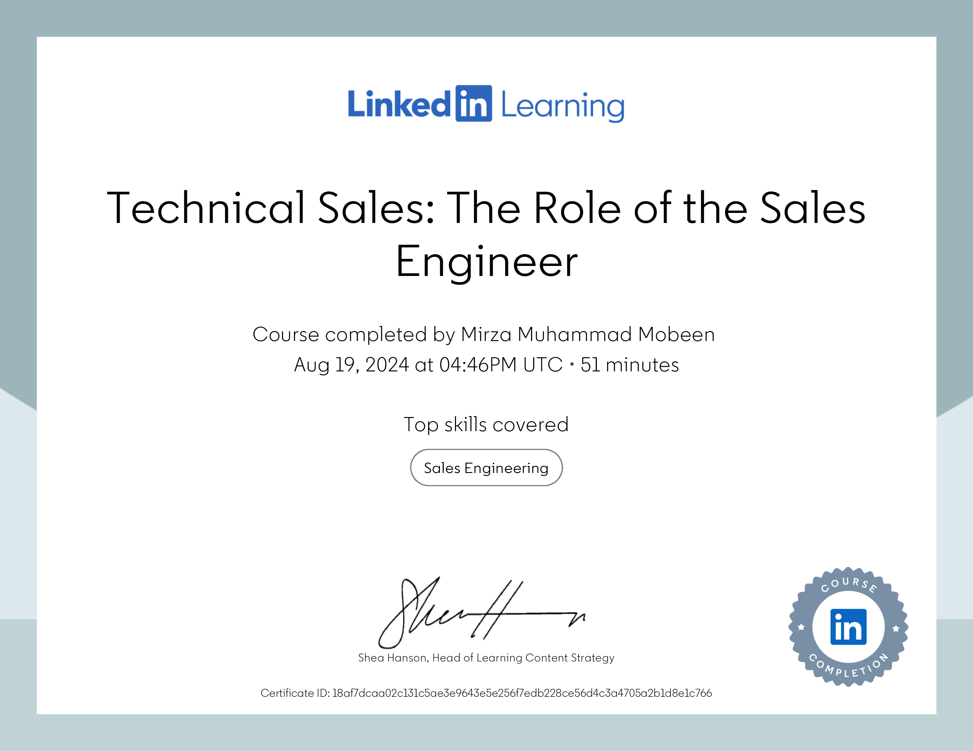 Technical Sales certification