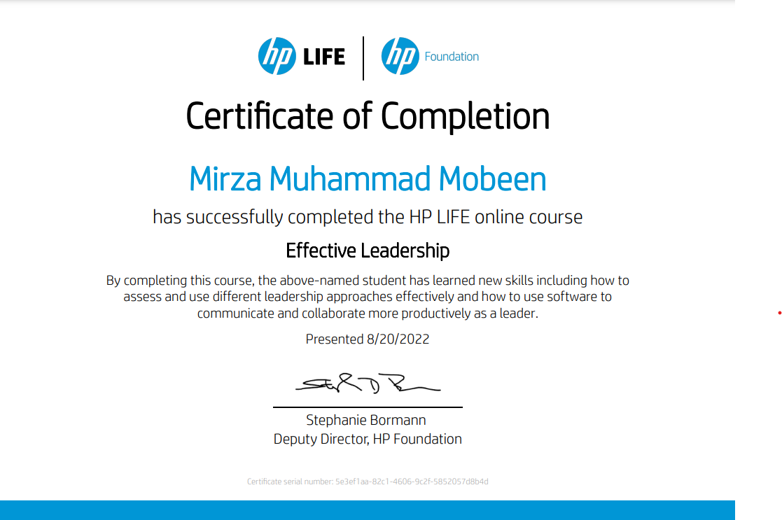 HP Life Effective Leadership certification