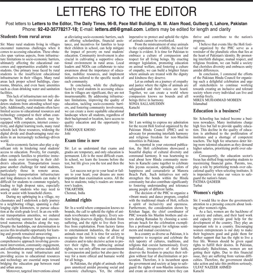 Interfaith Harmony article published by Mirza M Mobeen in Daily Times